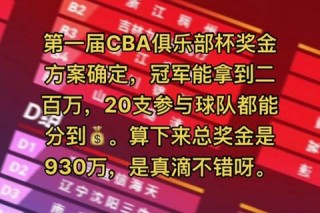 CBA总冠军奖金揭晓：金额数目及分配机制深度解析